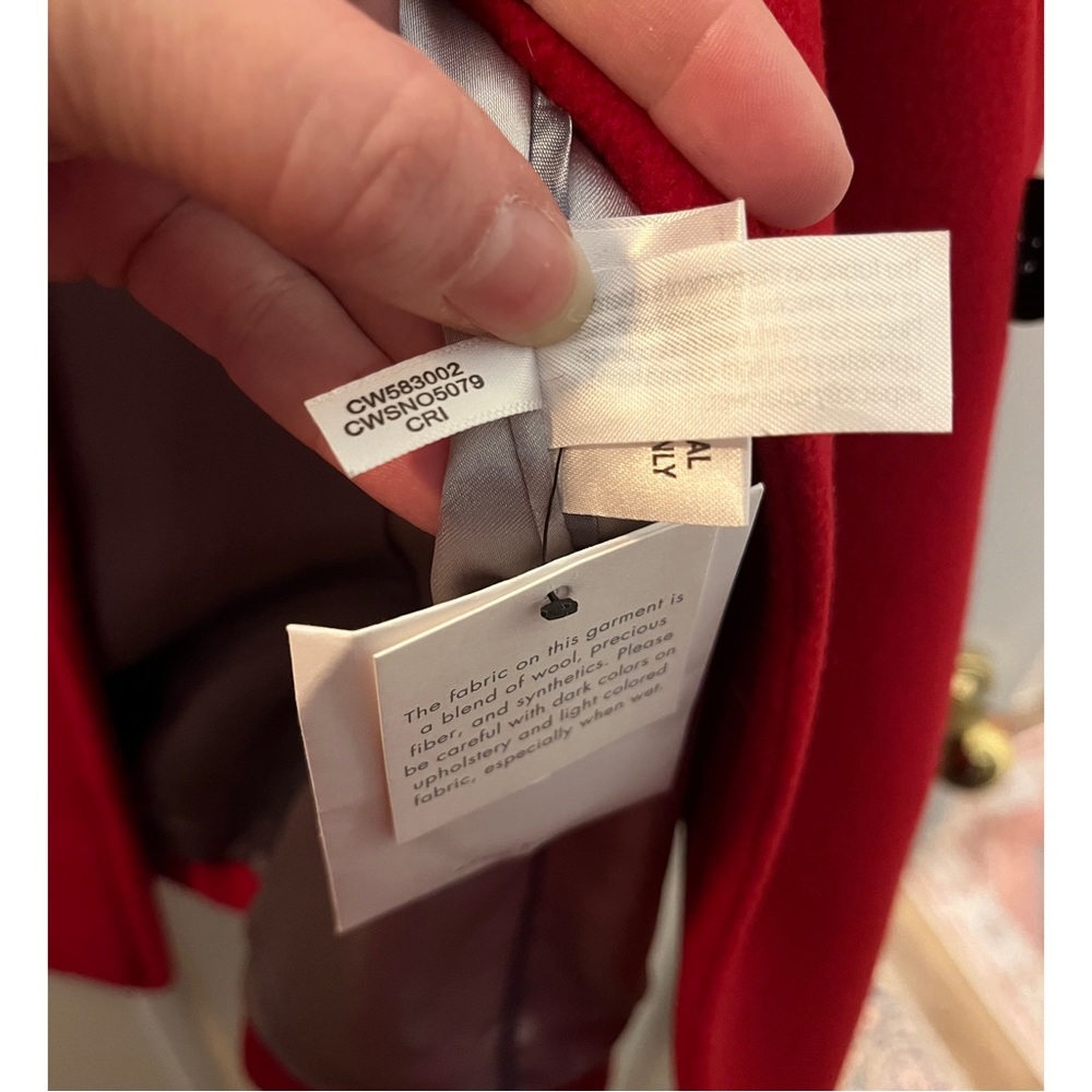 ❣️Calvin Klein Red Classic Winter Fall Autumn 100% Wool Pea Coat Size 10 Large❣️ - Picture 9 of 13